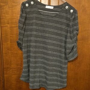 Madison Charcoal Buttoned Short Sleeve Top - LIKE NEW